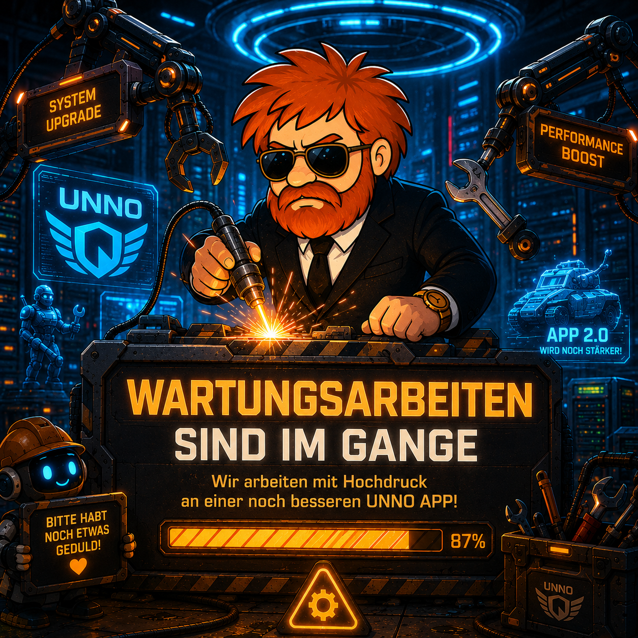 Wartungsarbeiten sind im Gange – wir arbeiten an einer noch besseren UNNO App